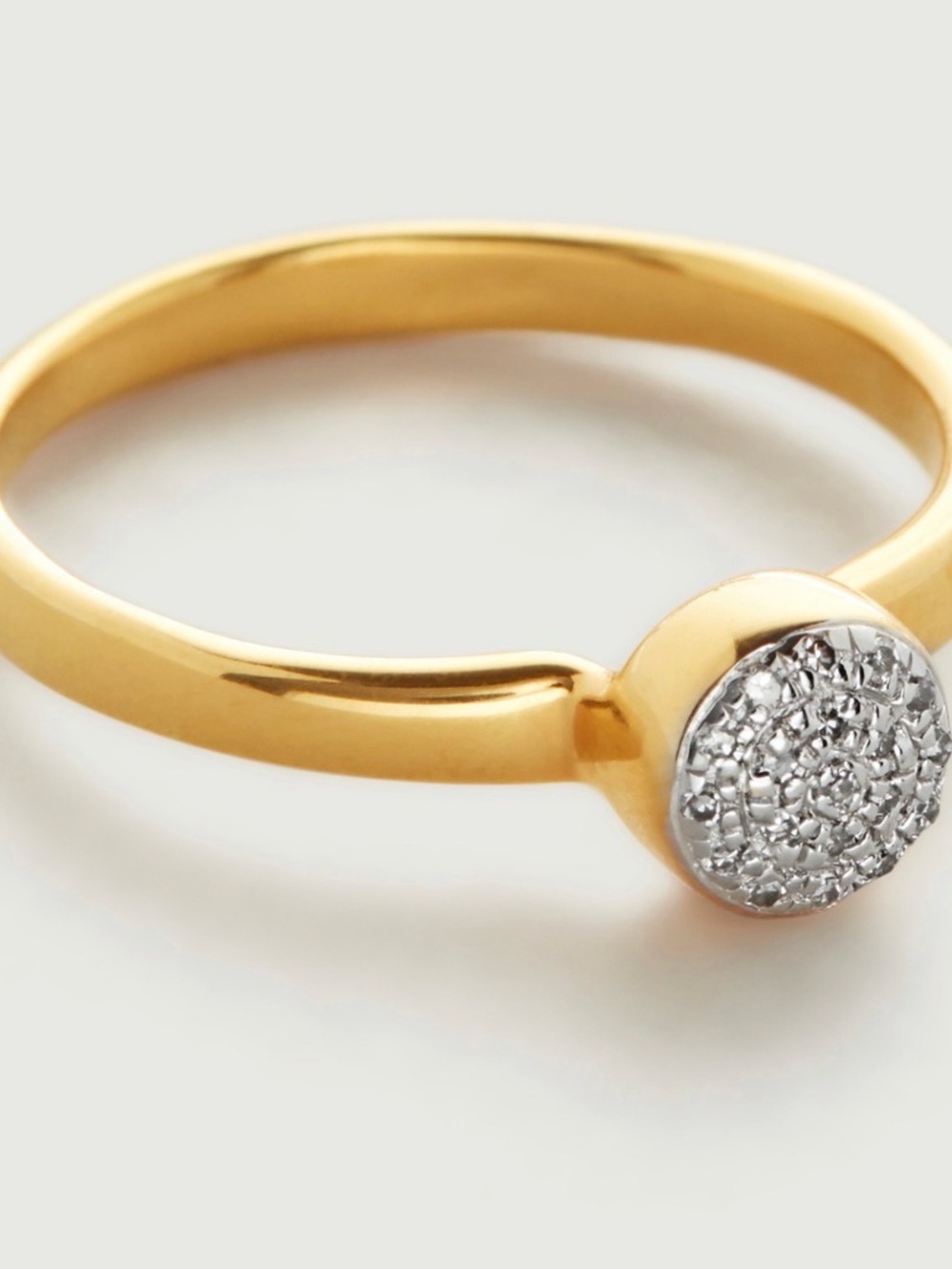 Monica vinader fiji Mini Button Stacking Ring
18k Gold Vermeil & Diamond
$200